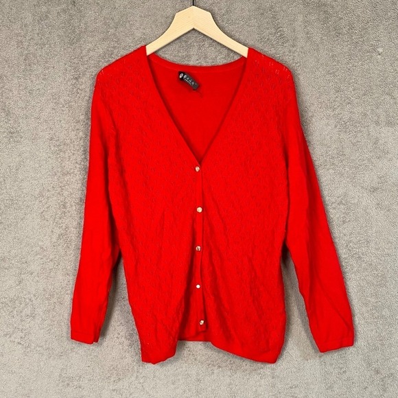 Erdos Sweaters - Erdos Womens Red‎ 100% Cashmere Cardigan Sweater Size M Button Up Quiet Luxury